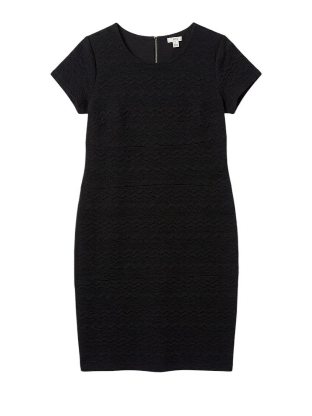 Cato Classic Black Textured Wave Short Sleeve Zip Back Sheath Dress | Size 18W